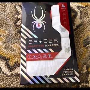 SPYDER Pro-Cotton 4 Pk Tank Tops LARGE ALL WHITE